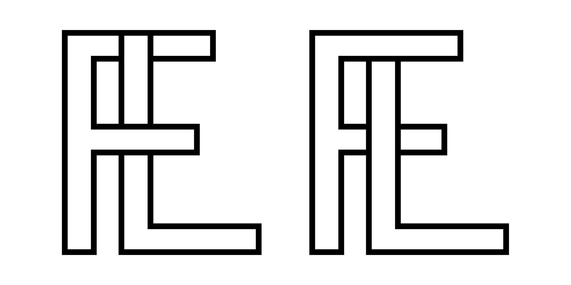 Logo sign fl lf icon sign interlaced letters L, F vector logo lf, fl first capital letters pattern alphabet  l  f