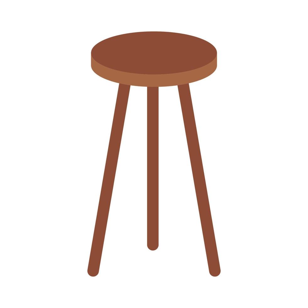 Three legged bar stool icon, wooden stool stock illustration vector