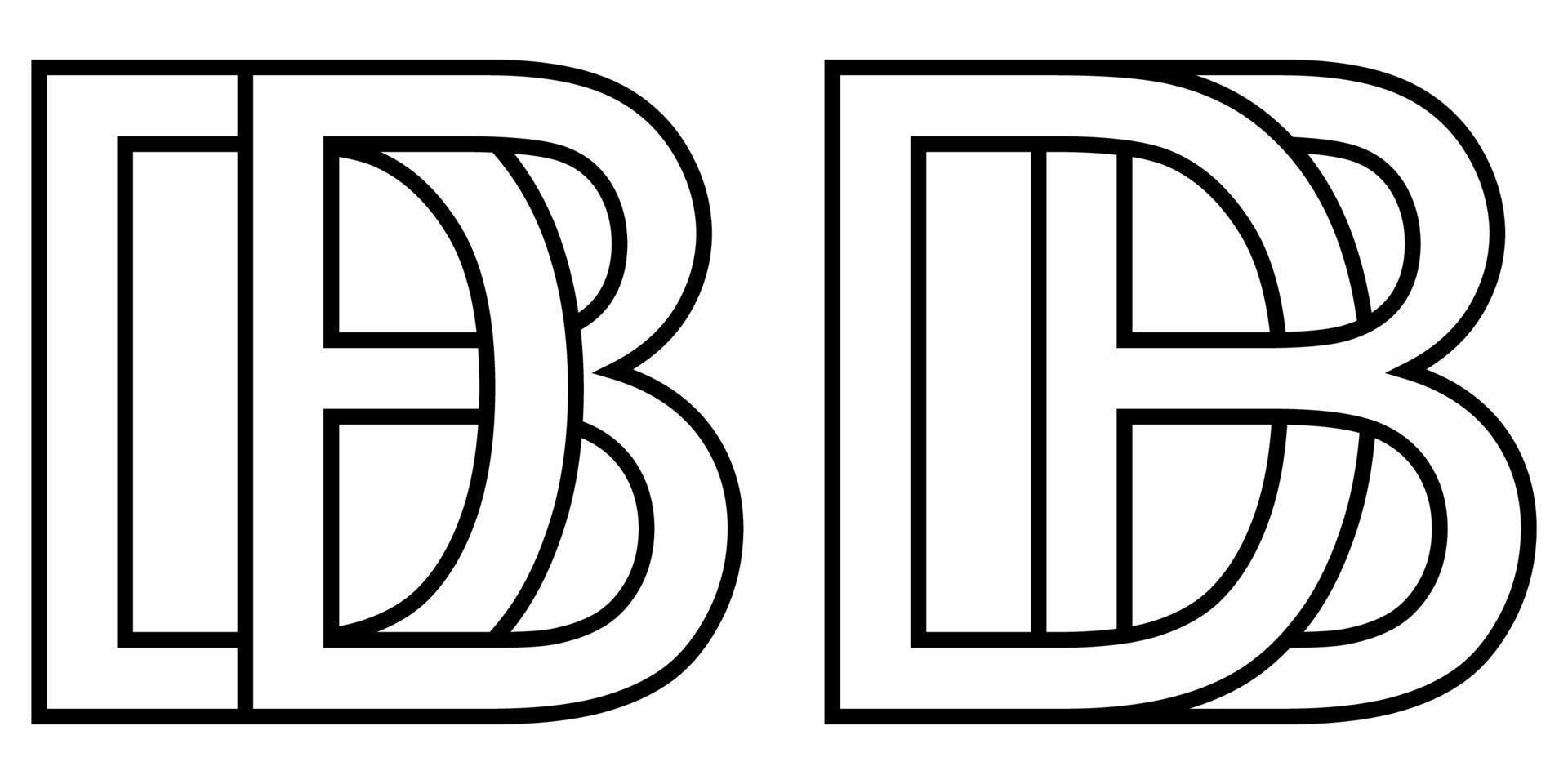 Logo bd db icon sign two interlaced letters B D, vector logo bd db first capital letters pattern alphabet b d