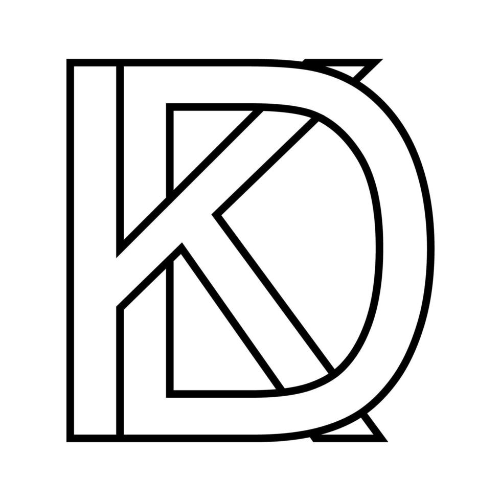 logo firmar kd dk, icono doble letras logotipo re k vector