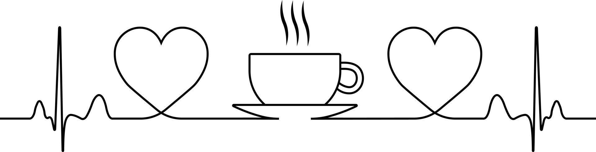 sign love for coffee and tea one single line vector