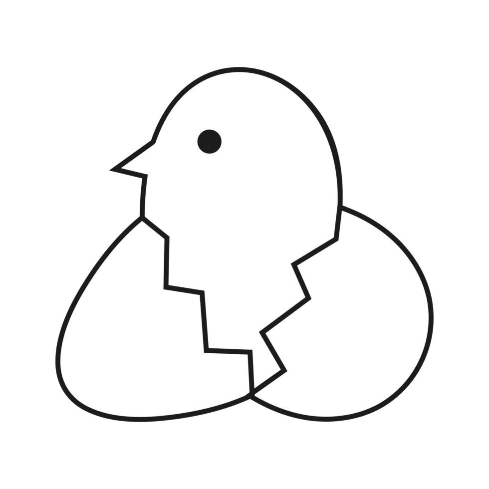 Baby bird icon spring, hatching chick from egg, cartoon chicken vector