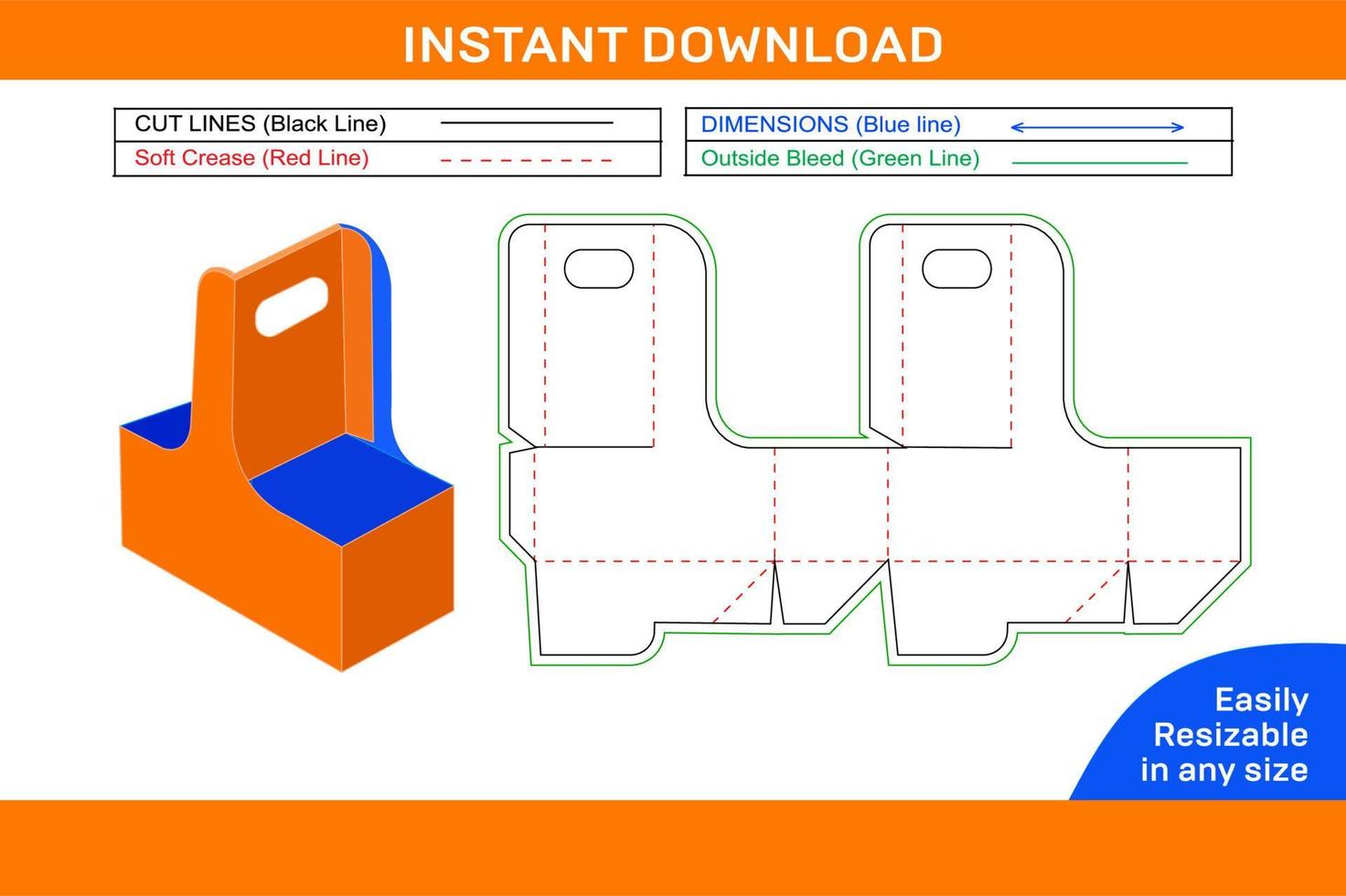 Cubic box auto bottom closer box 2.5 x 2.5 x 2.5 box template fit on A4  size paper 3D box 18970297 Vector Art at Vecteezy