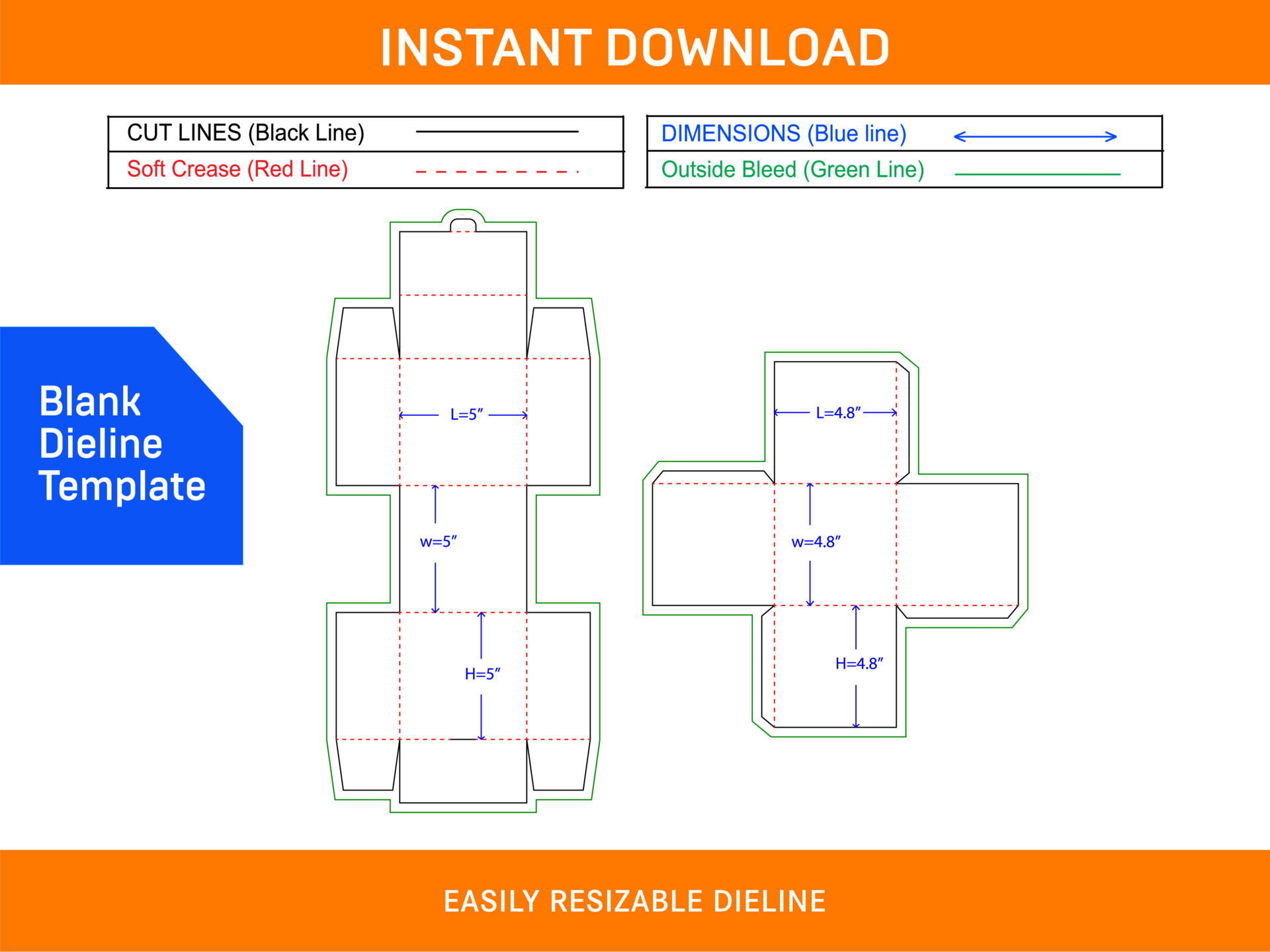 Premium gift box dieline template and 3D box design Blank dieline