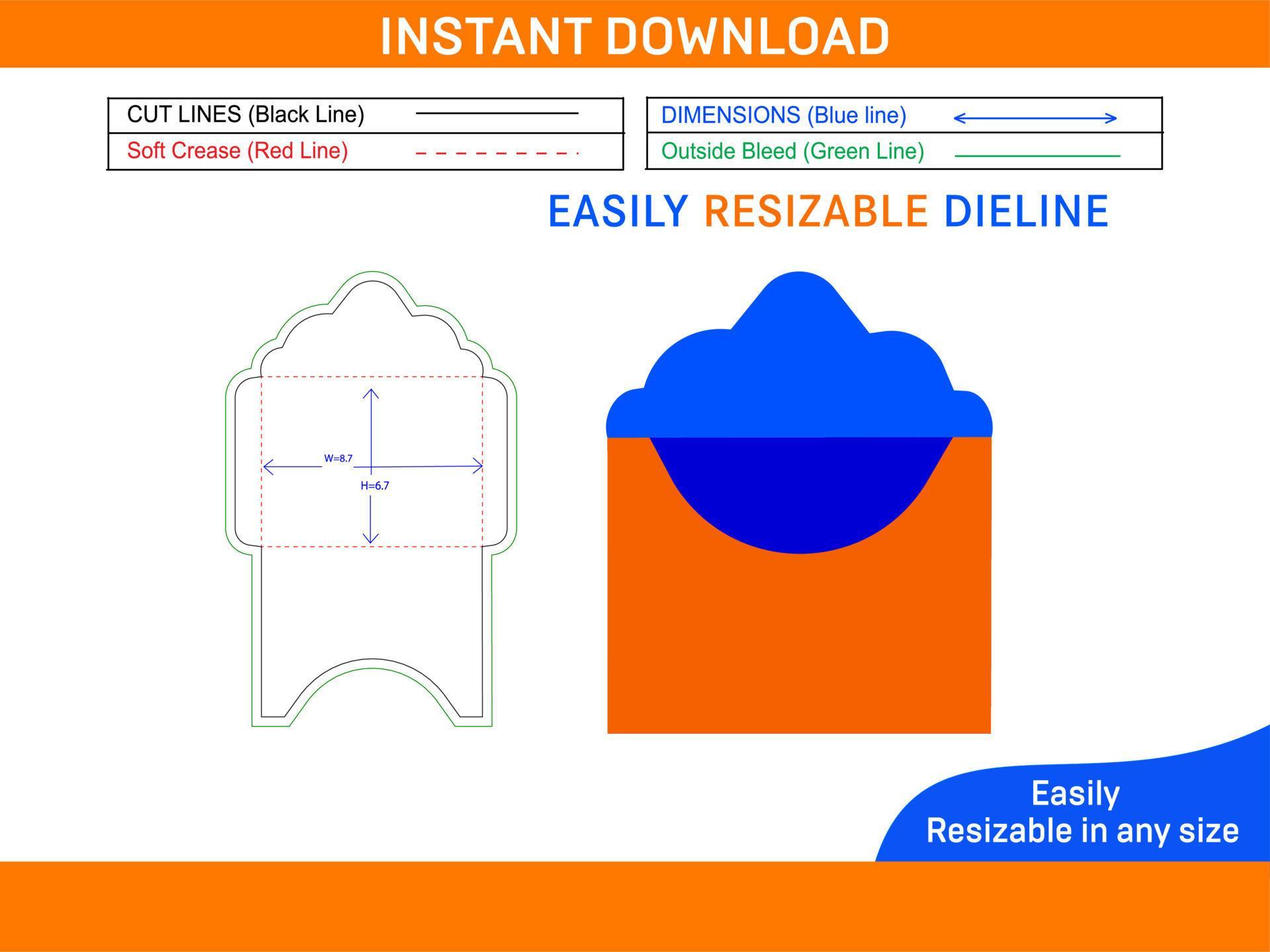 Laser cut envelope or card die cut template Box dieline and 3D box 20715282 Vector Art at Vecteezy