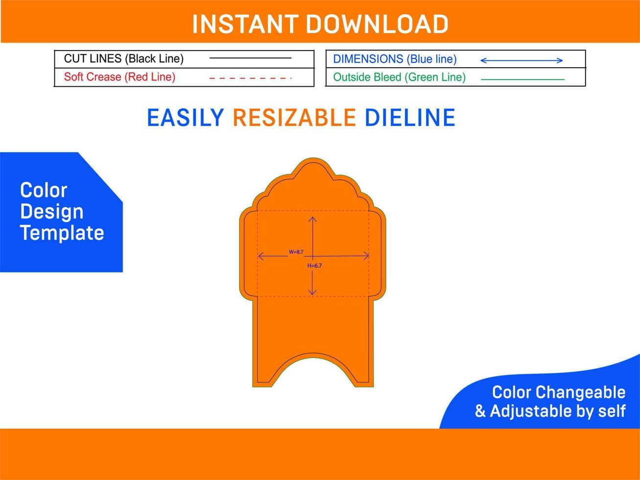 Laser cut envelope or card die cut template Color Design Template vector