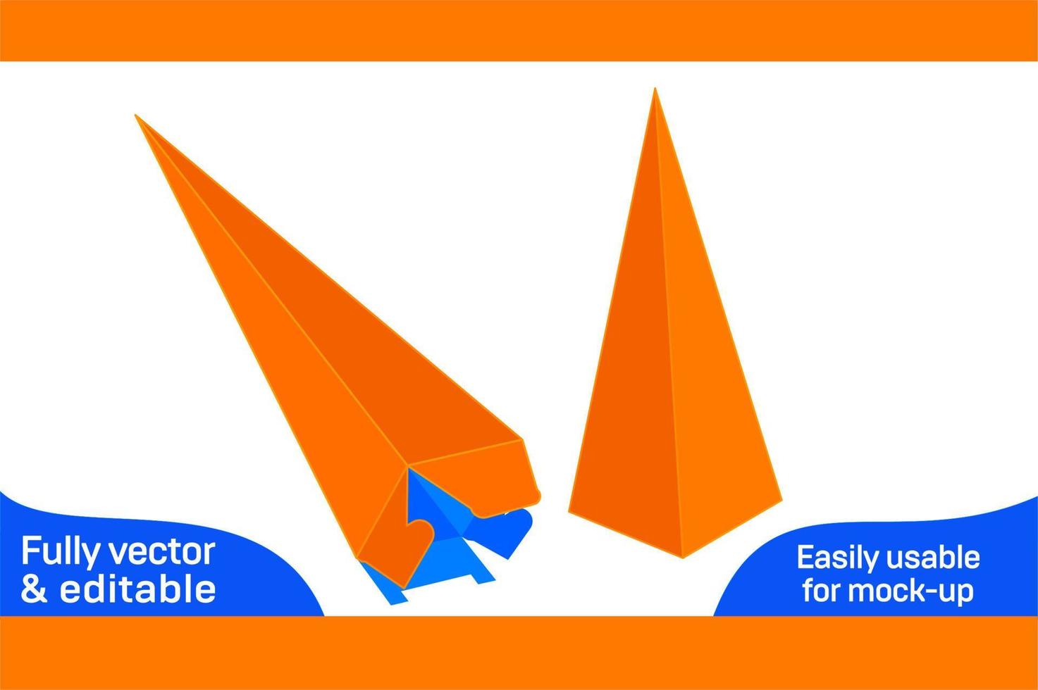 pirámide regalo caja dieline modelo vector archivo y 3d caja diseño 3d caja