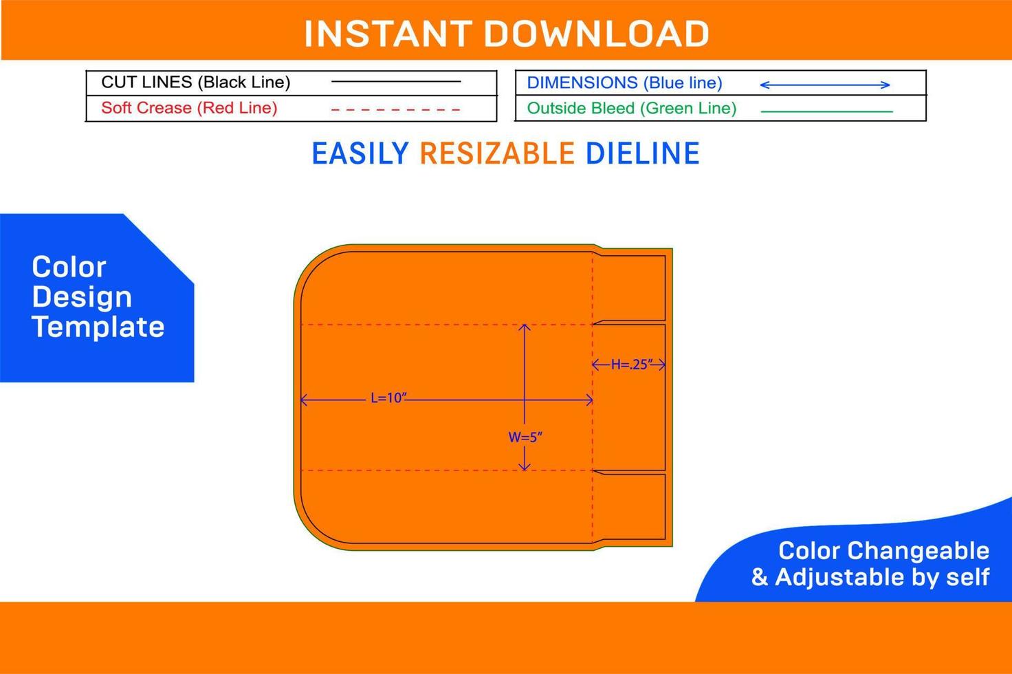 Folding bakery open tray box dieline template and 3D box design Color Design Template vector
