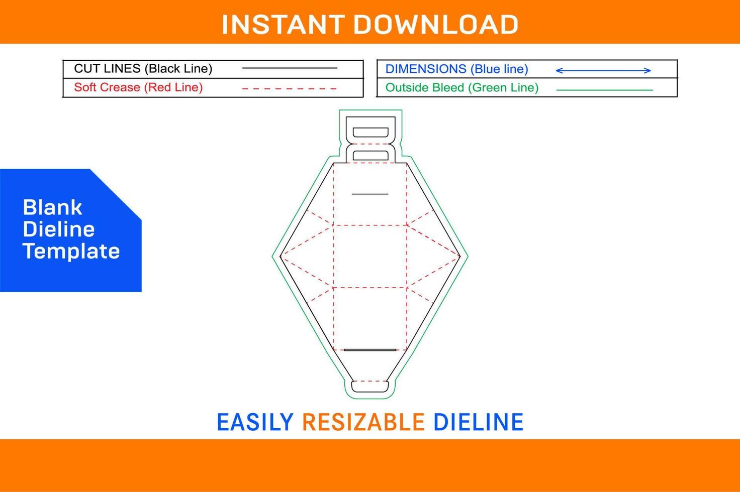 Food box Triangle with handle for bottle, mug, cosmetic dieline template and 3D box design Blank dieline template vector