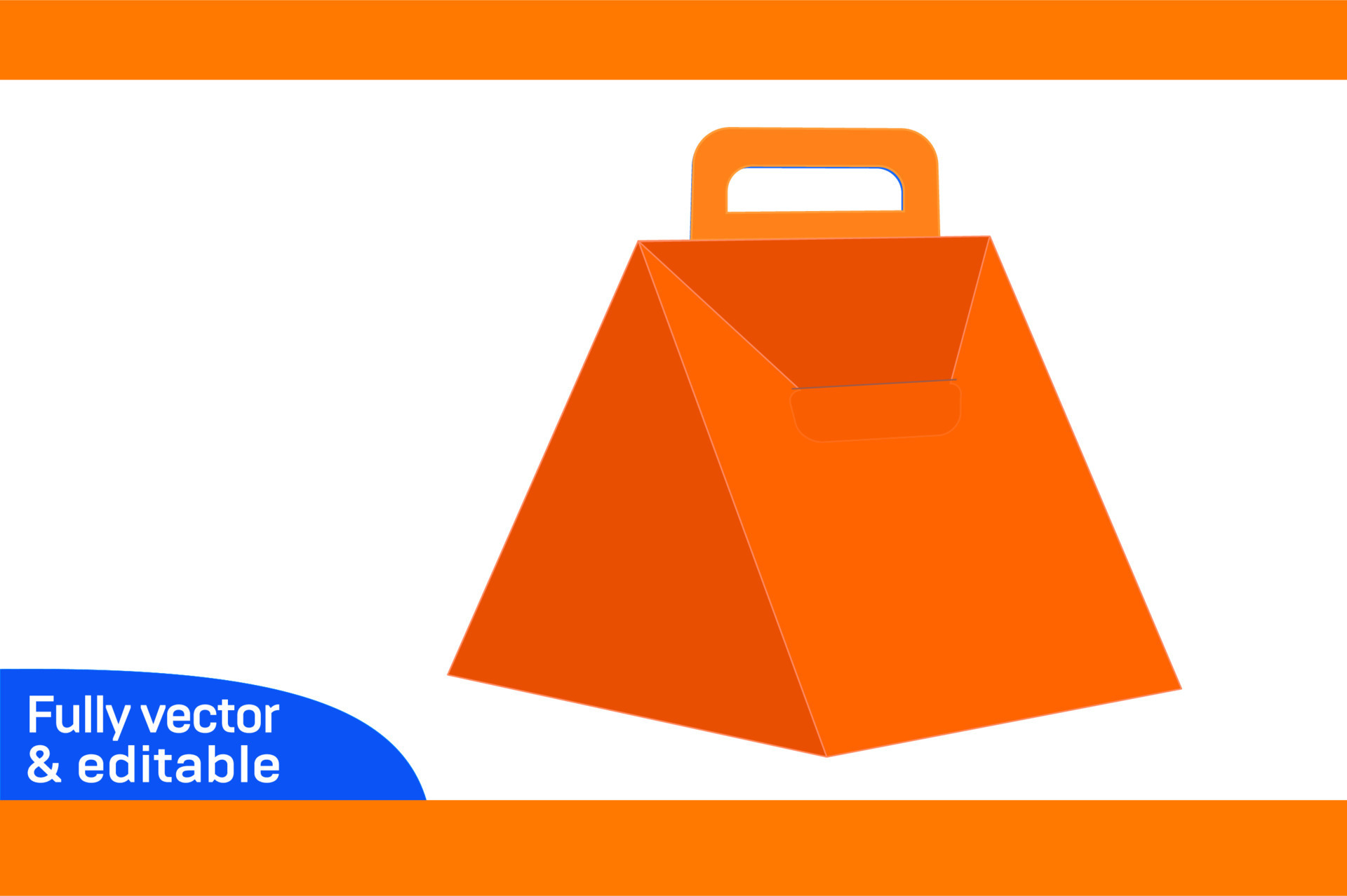 Food box Triangle with handle for bottle, mug, cosmetic dieline