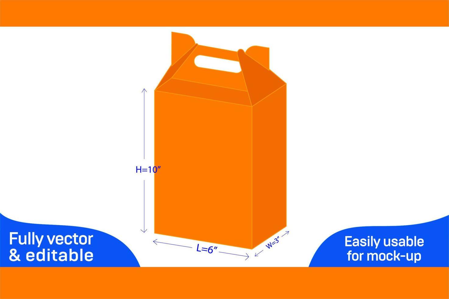 Leche caja diseño con percha dieline modelo y 3d caja diseño 3d caja vector