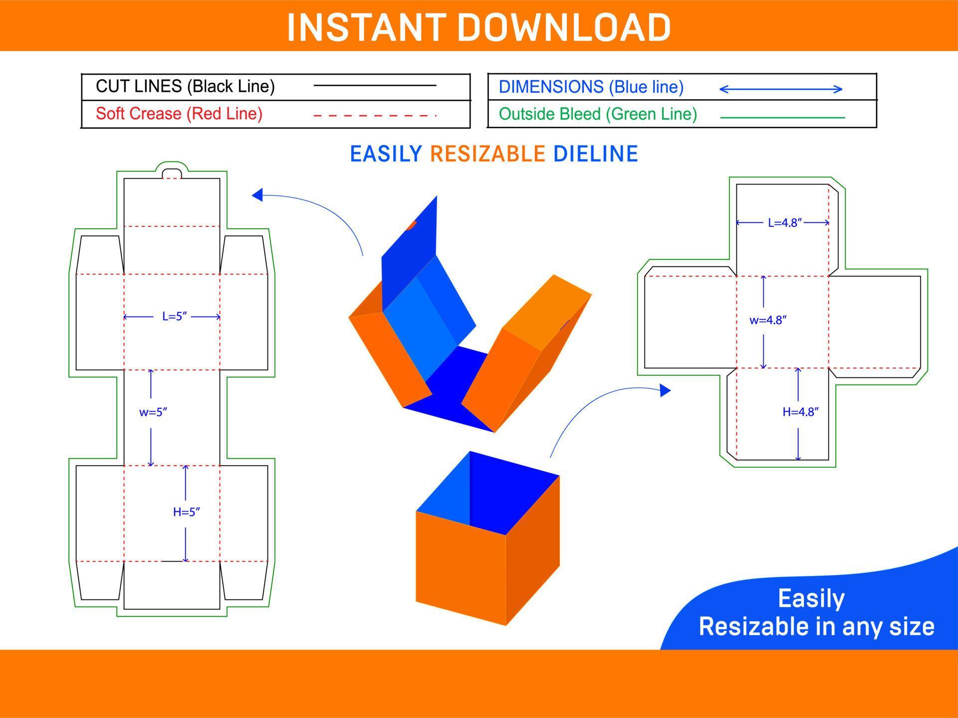 Premium gift box dieline template and 3D box design Box dieline and 3D box 20715315 Vector Art