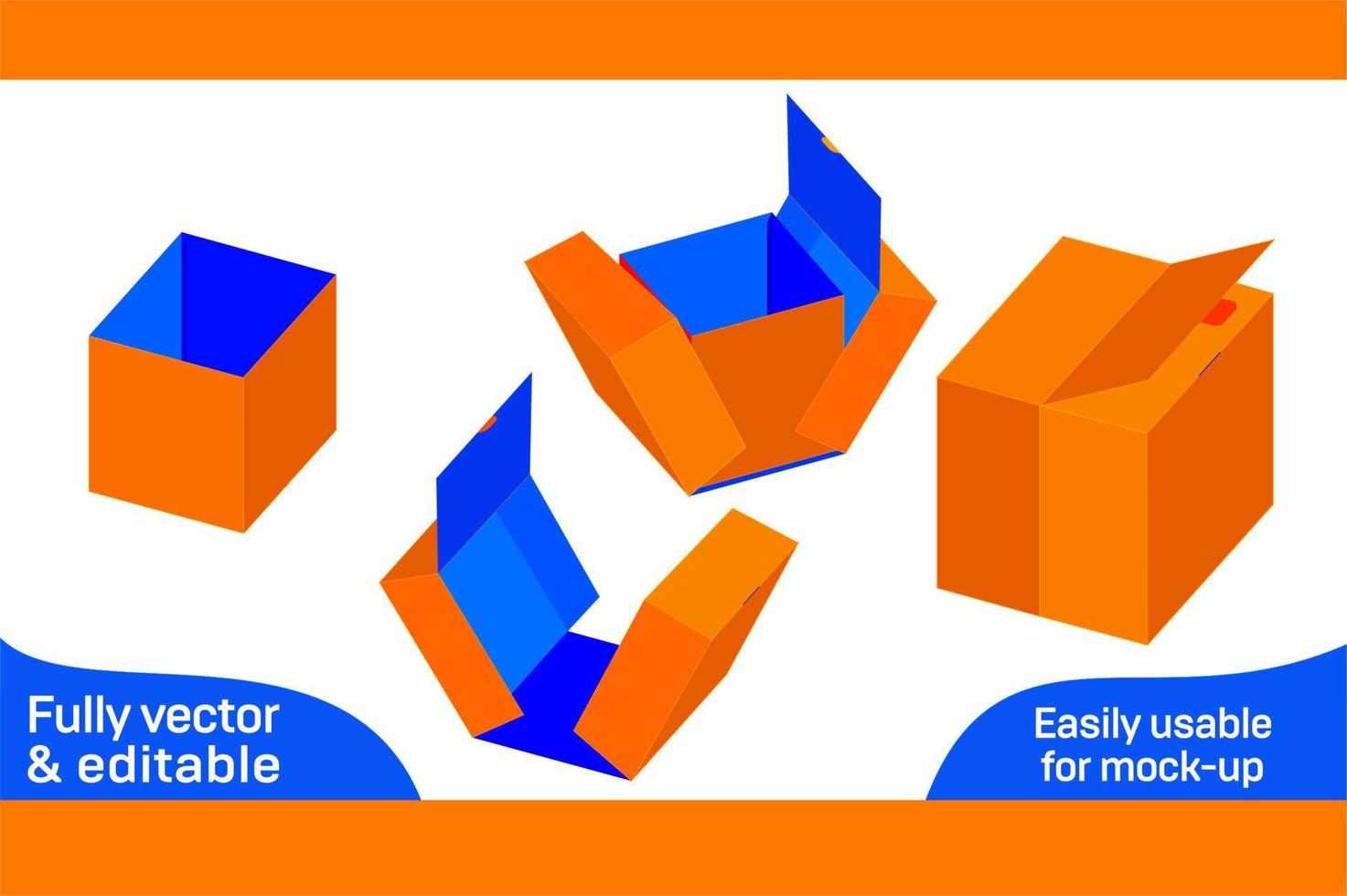 Premium gift box dieline template and 3D box design 3D box vector
