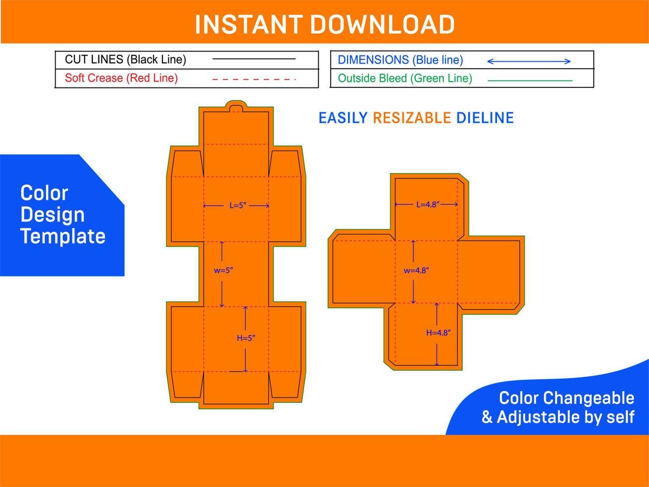 Premium gift box dieline template and 3D box design Color Design Template vector