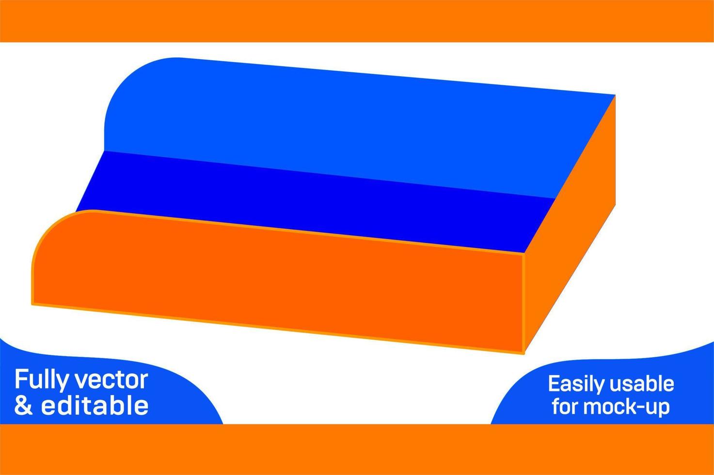 Folding bakery open tray box dieline template and 3D box design 3D box vector