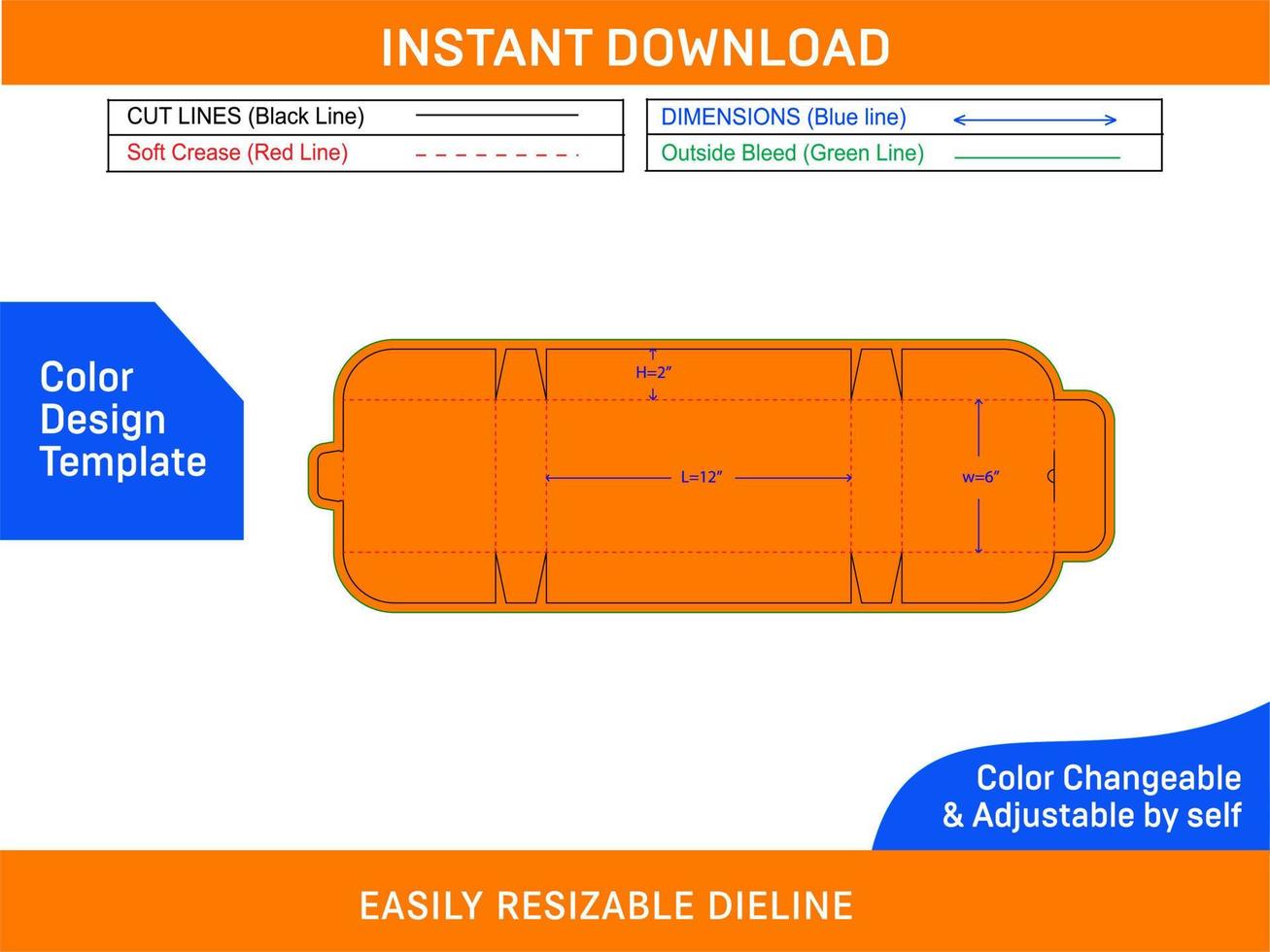 T-shirt packaging box dieline template and 3D vector file Color Design Template