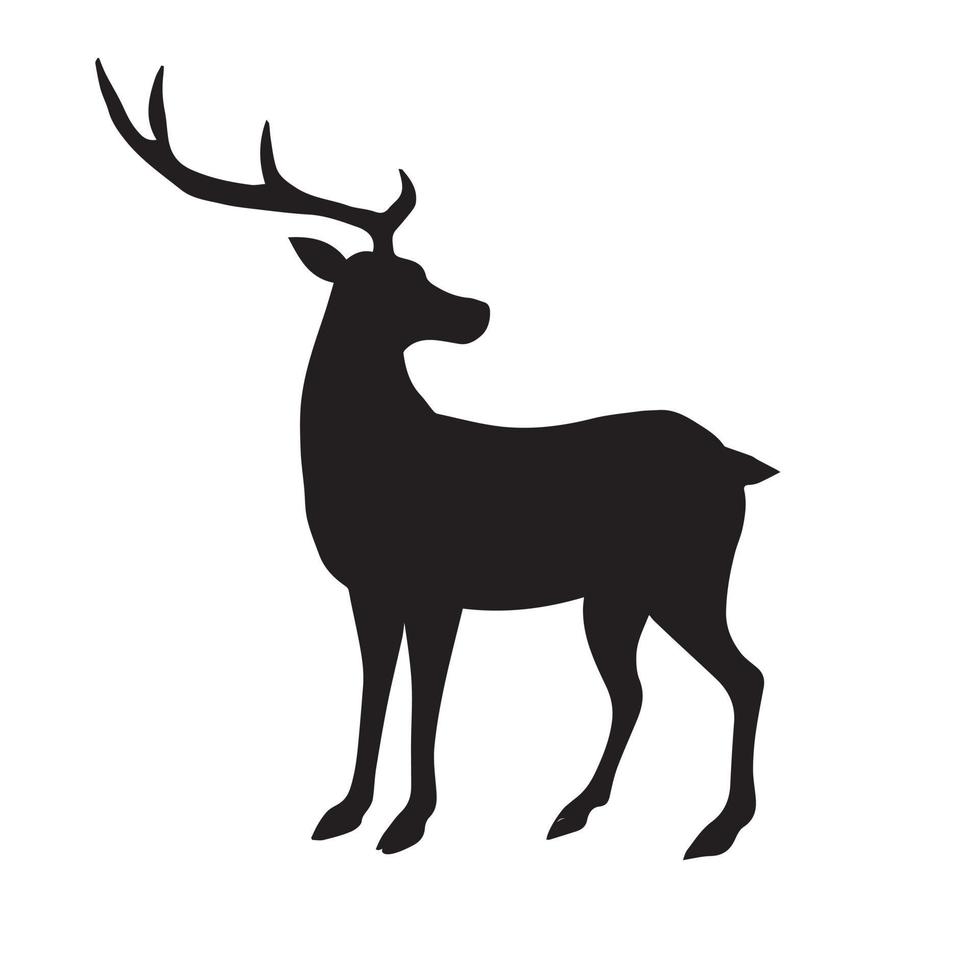 Vector hand drawn flat deer silhouette