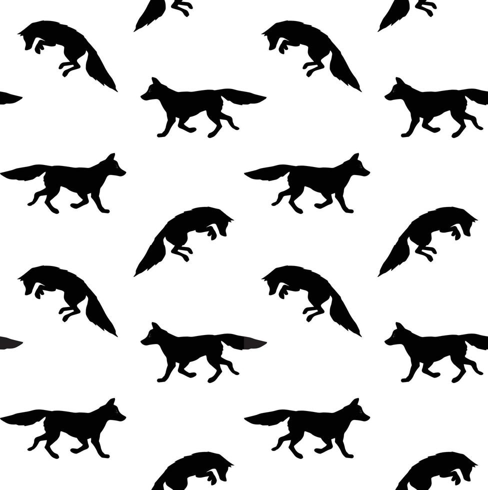 Vector seamless pattern of fox silhouette