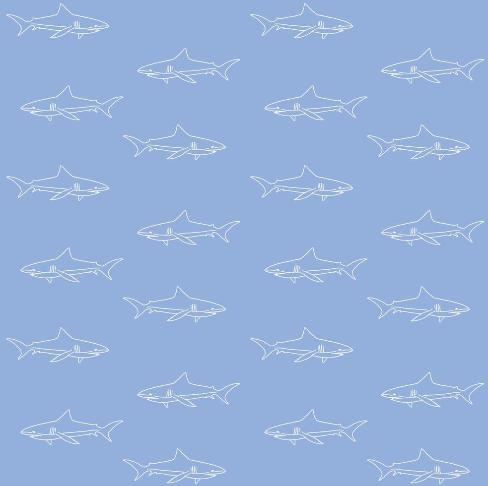 Vector seamless pattern of hand drawn shark