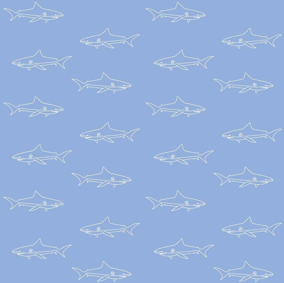 Vector seamless pattern of hand drawn shark