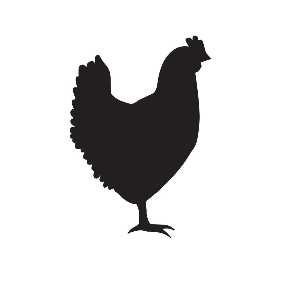 vector mano dibujado plano pollo gallina silueta