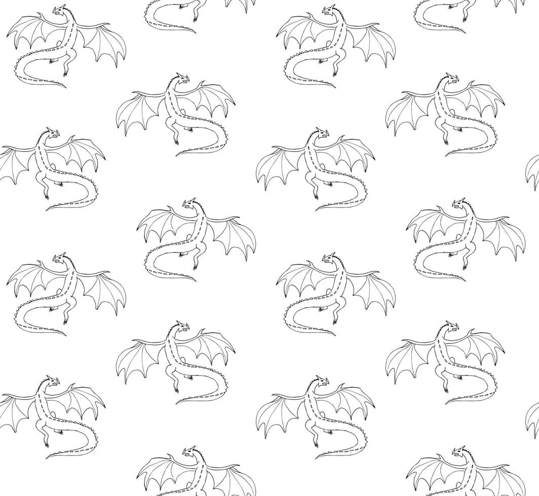 Seamless pattern of hand drawn dragon vector