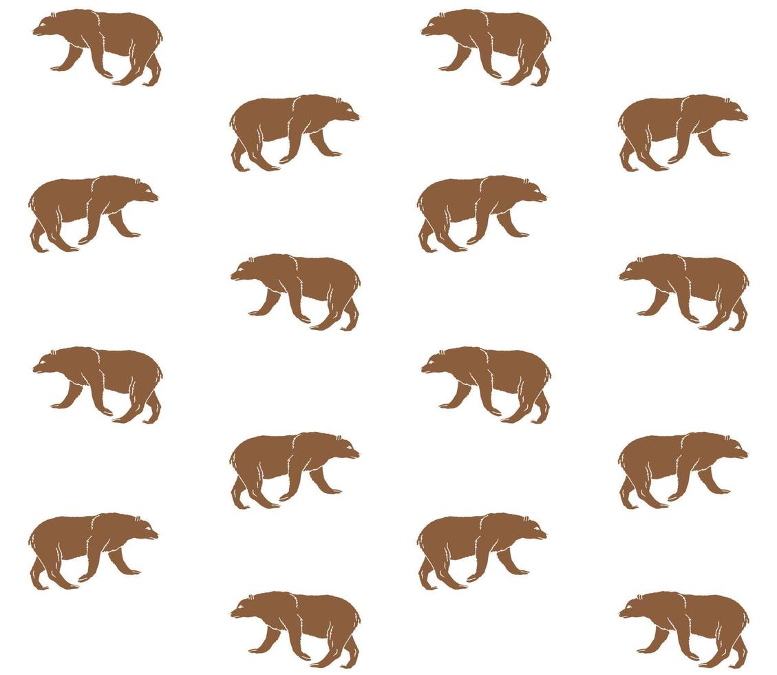 Vector seamless pattern of doodle brown bear