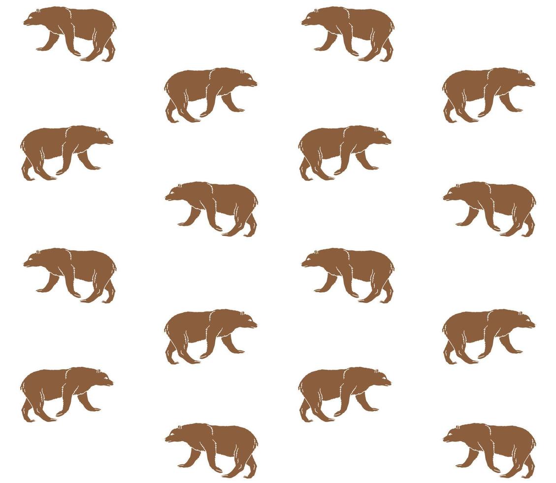 Vector seamless pattern of doodle brown bear