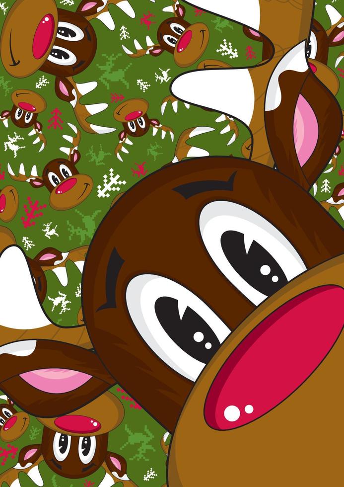 Cartoon Red Nosed Christmas Reindeer vector