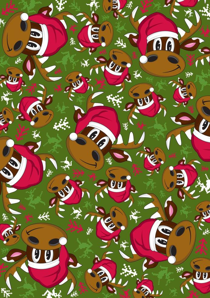 Cartoon Santa Claus Reindeer Christmas Pattern vector