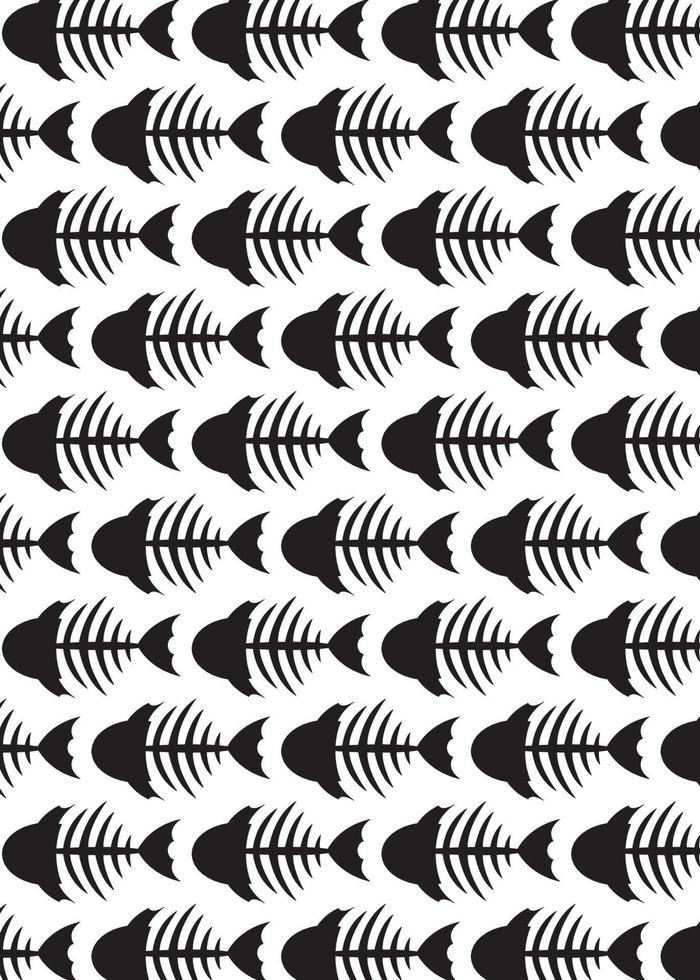 Cartoon Fishbone Pattern in Black and White vector
