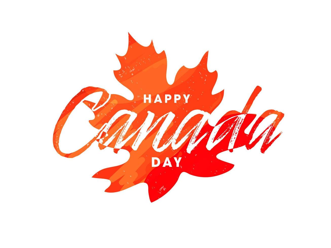 Creative Happy Canada Day Font with Brush Stroke Effect on Maple Leaf Background. vector