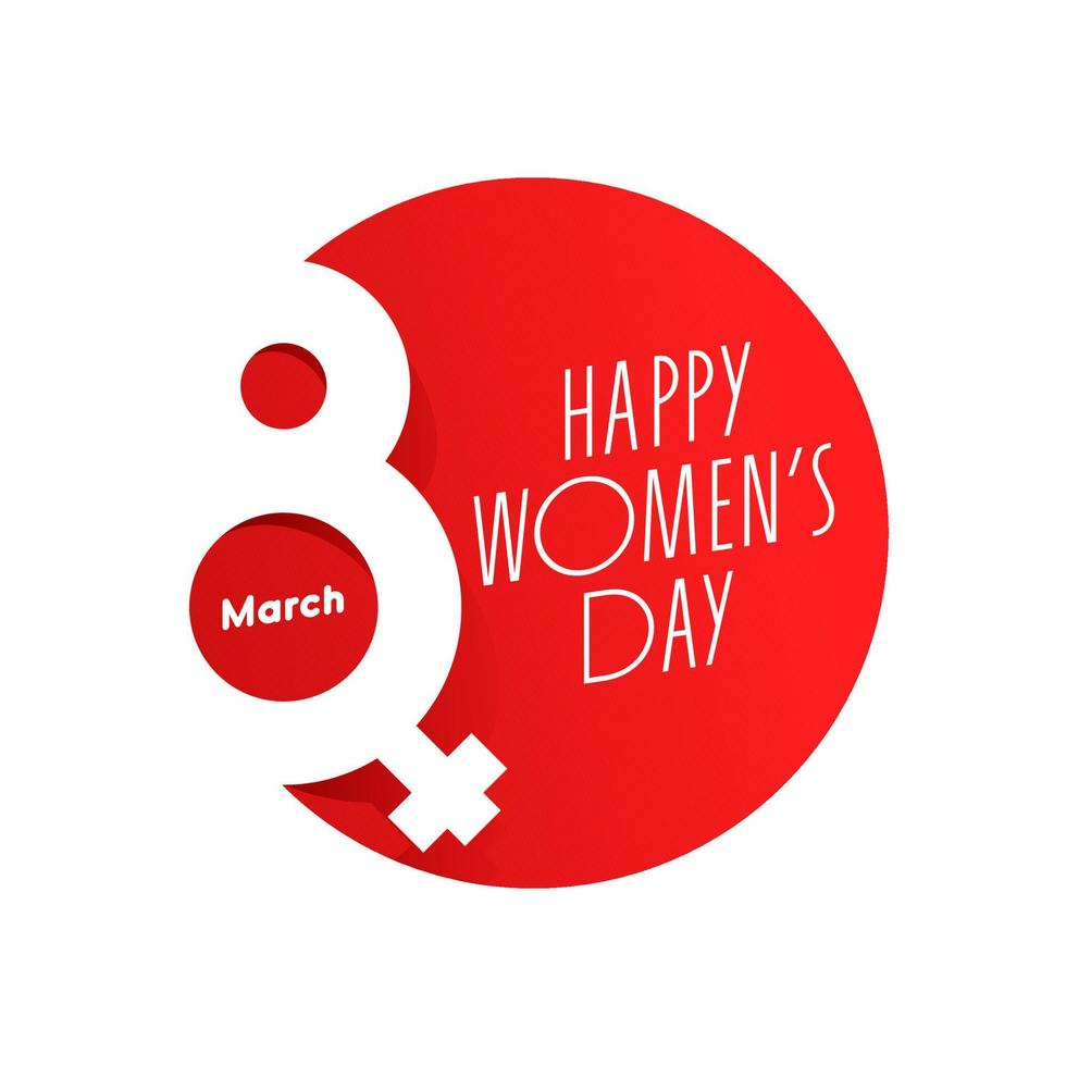 Paper Cut style 8 March with Female Gender Symbol on Red Circular Background for Happy Women's Day. vector