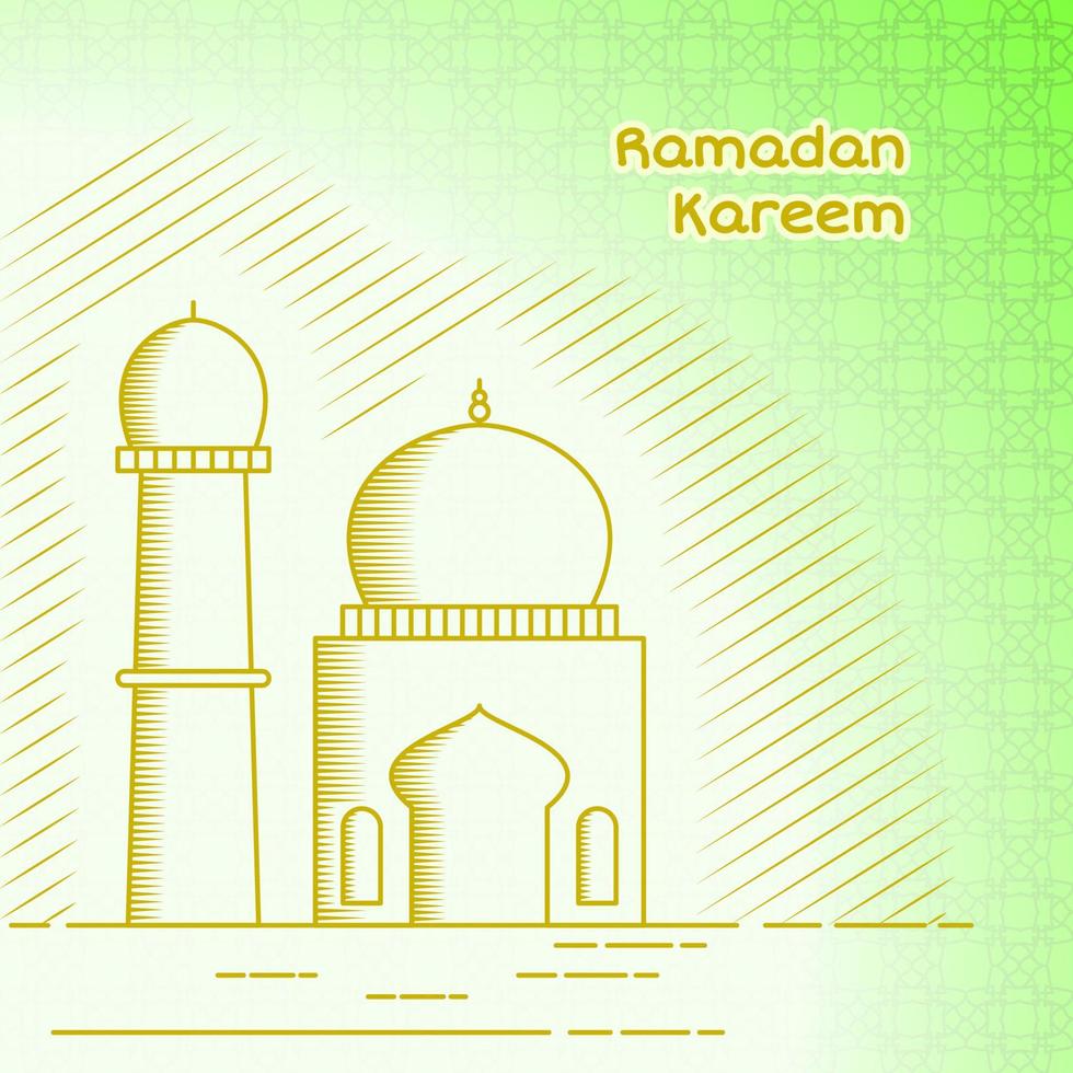 ramadan kareem design template with mosque line icon. minimal and simple concept. used for greeting card or symbol vector