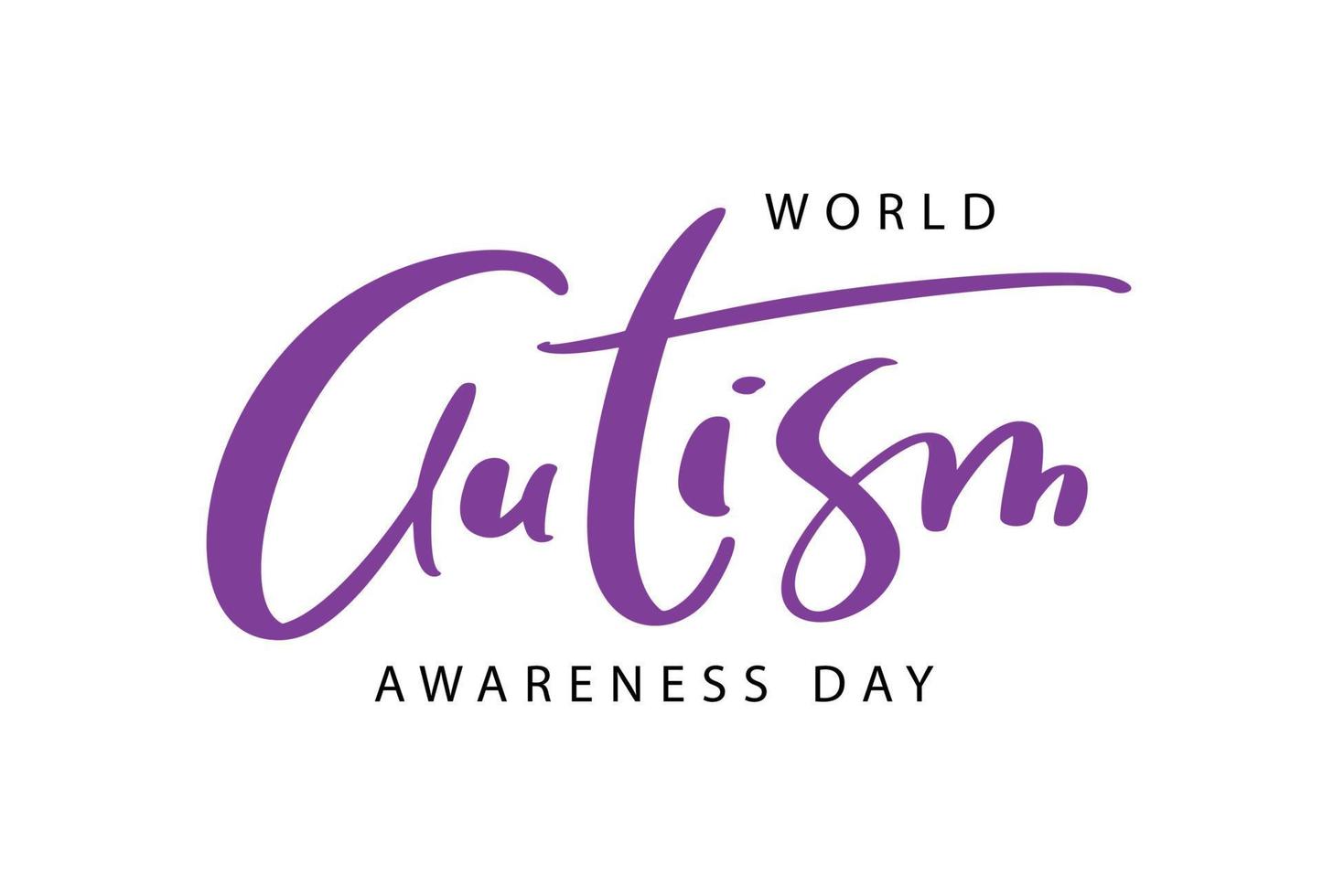 World Autism awareness day vector calligraphic logo text hand draw calligraphy lettering. For banner, poster flyer, greeting card for social media