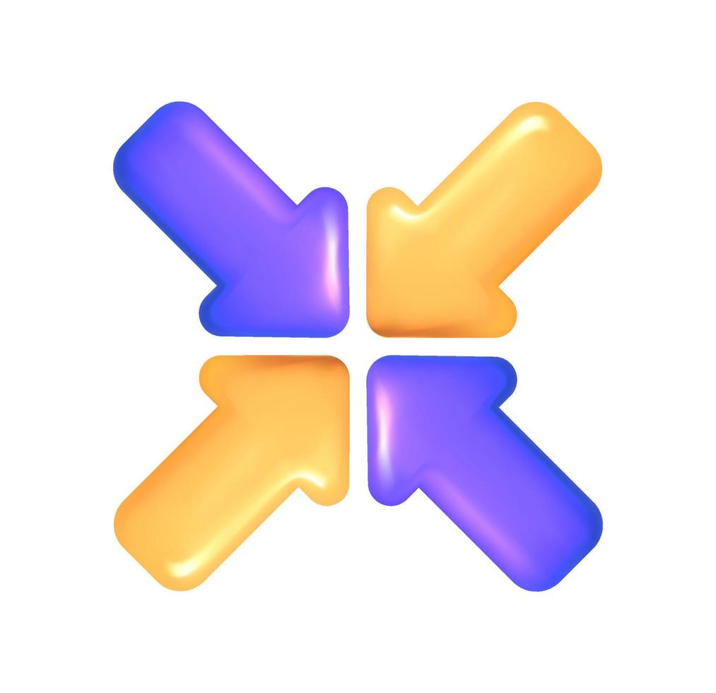 3d icon vector mesh group of arrows pointing towards the center. Target designation. Show main object or target. Banner template delivery of goods