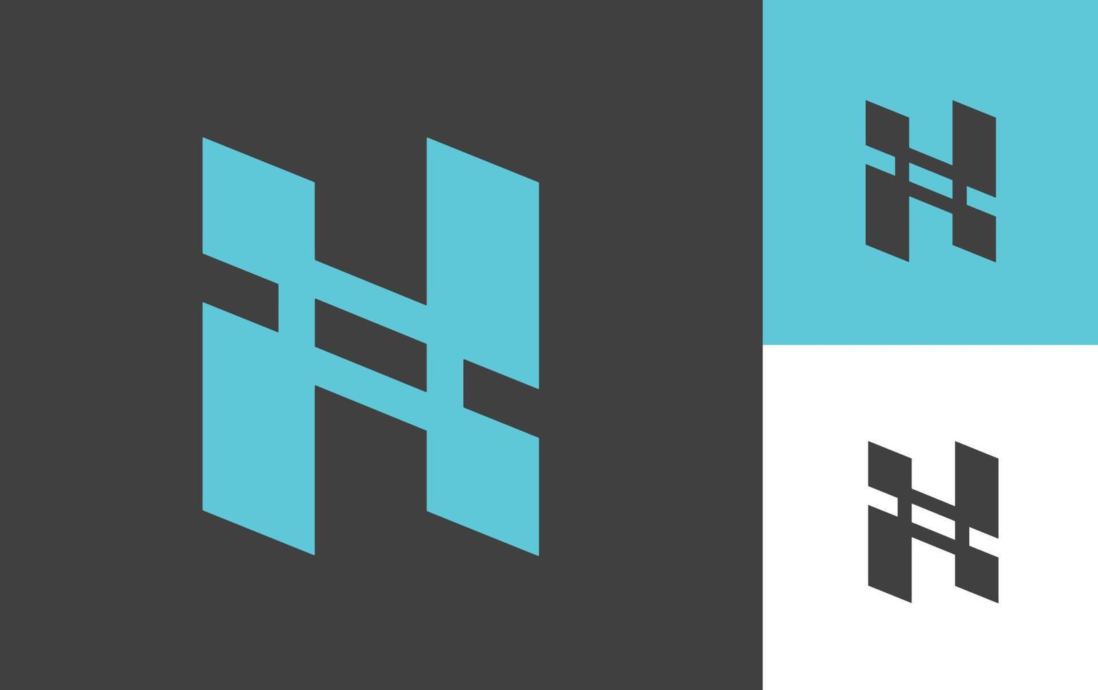 Symbol with concept of letter H and blue building on black background vector