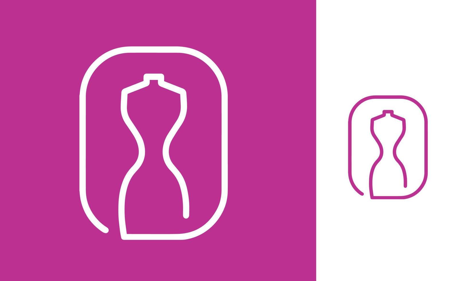 Symbol with dress shape in rounded rectangle and thin lines vector