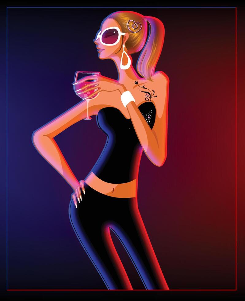 3d estudio personaje realce ligero club noche danza azul rojo fiesta vector