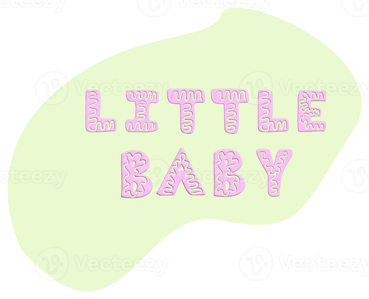 Sticker with  text little baby pink color. png