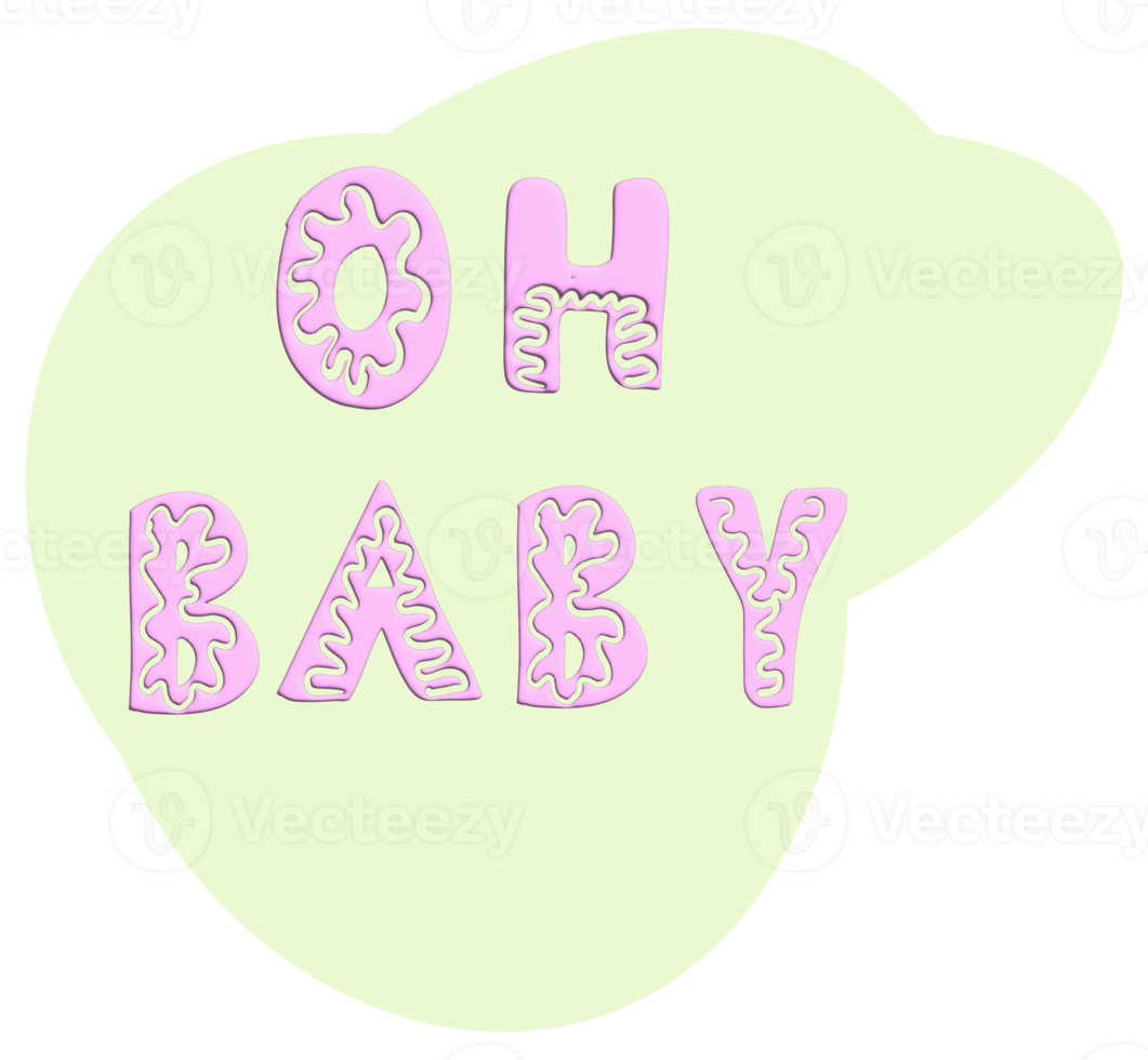 sticker met tekst Oh baby roze kleur. png