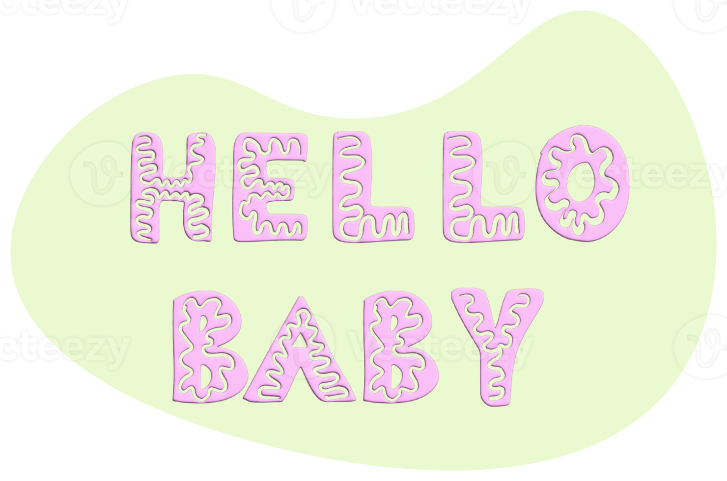 Sticker with  text hello baby pink color. png