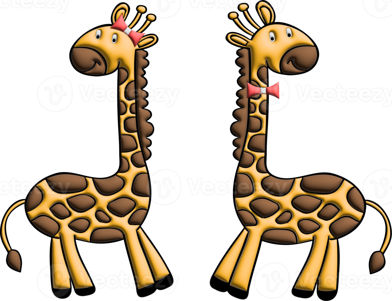 giraffe dier Afrika geel in bruin vlekken 3d illustratie. png