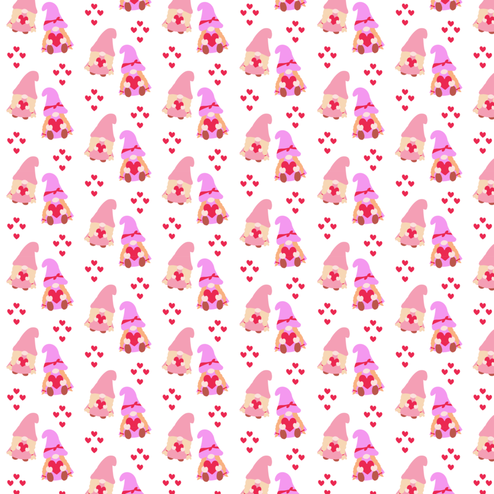 Background with gnome girls and hearts. png