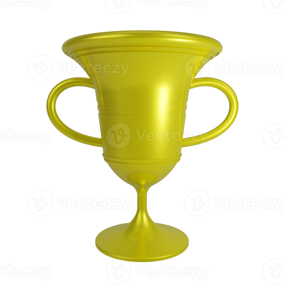 Golden Trophy winner isolated on transparent background 3d illustration PNG File