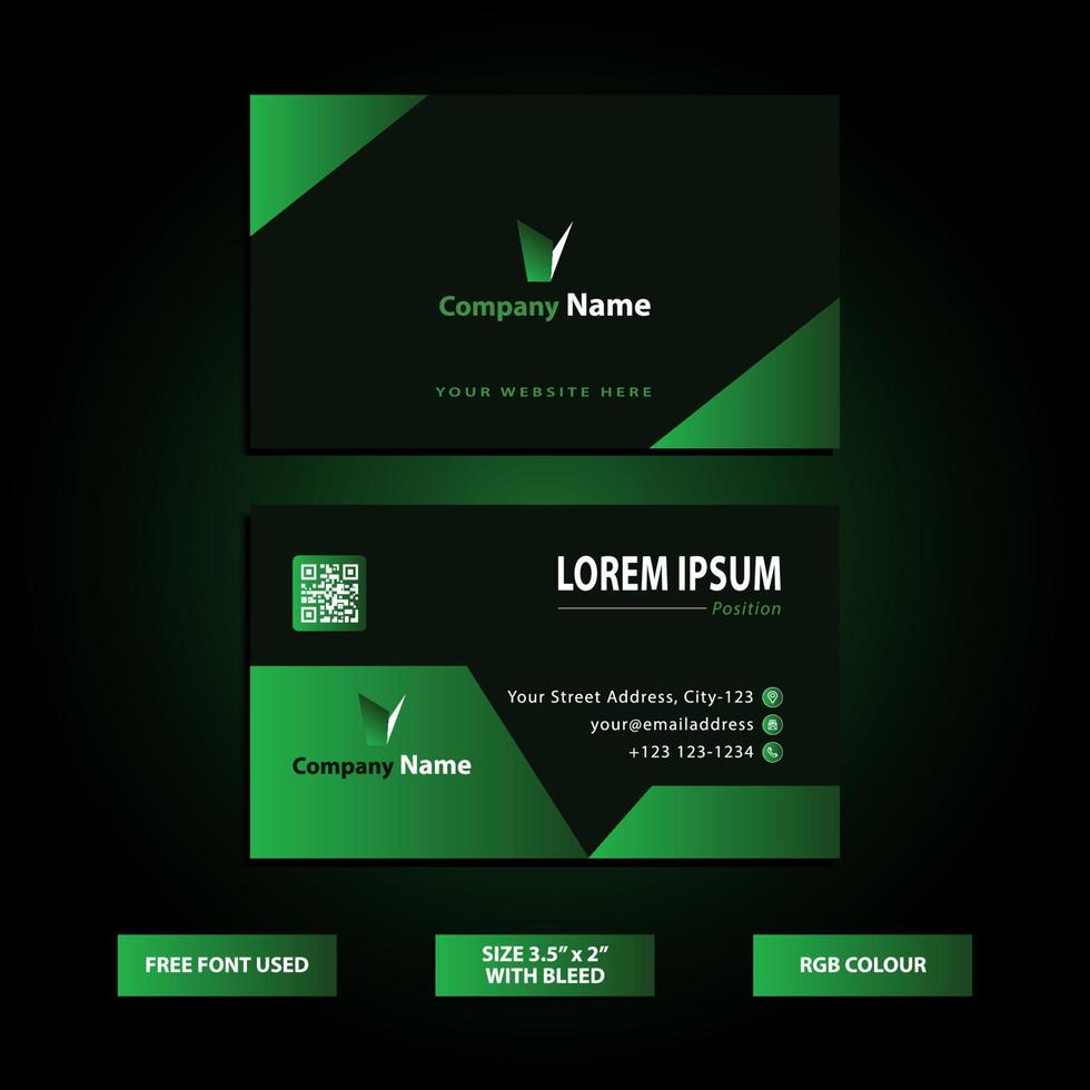 Business Card Design Template - Print Ready File. Elegant Dark Business Card. vector