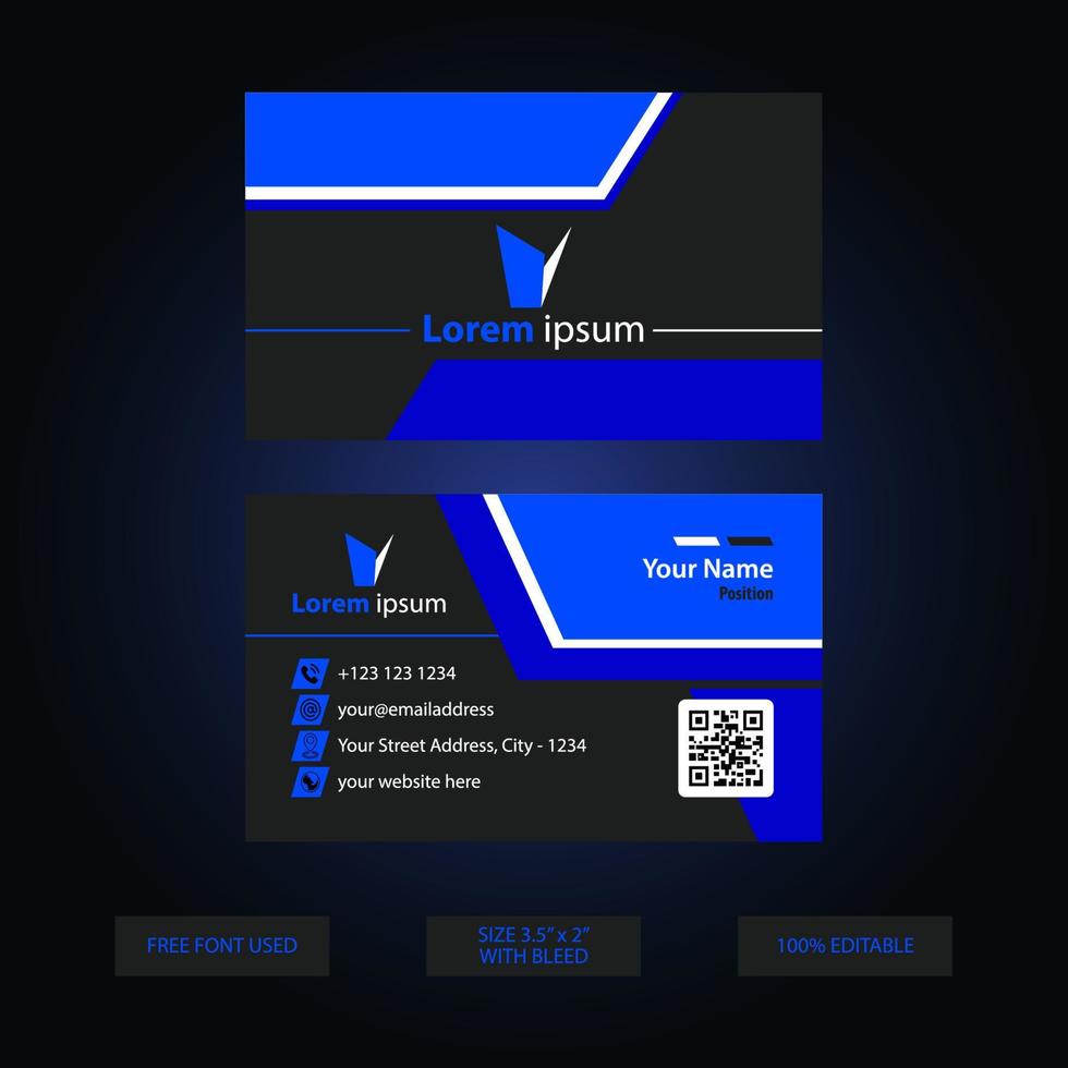 negocio tarjeta diseño modelo - impresión Listo archivo. elegante oscuro negocio tarjeta. vector