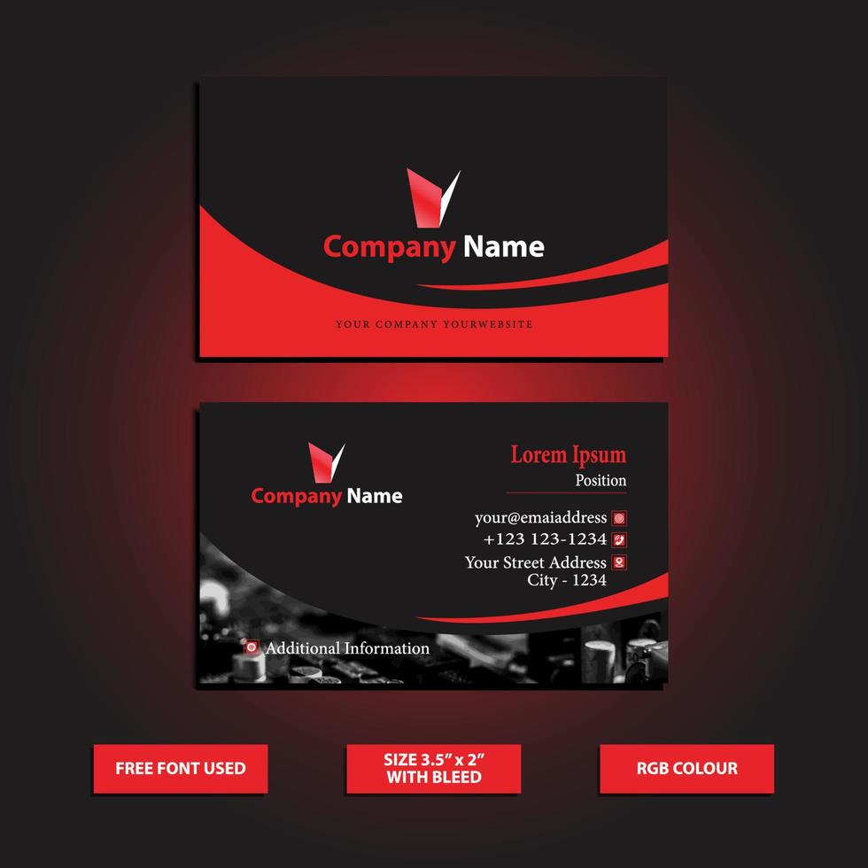 Business Card Design Template - Print Ready File. Elegant Dark Business Card. vector