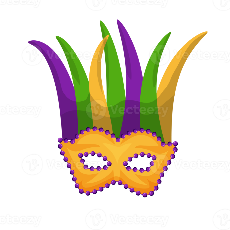 Venetiaanse masker met veren. mardi gras. masker voor carnaval, maskerade Aan een transparant achtergrond png