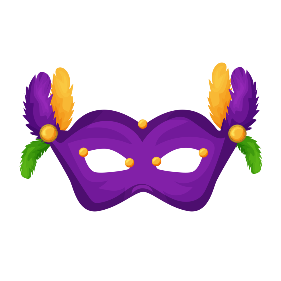 Venetian mask with feathers. mardi gras. mask for carnival, masquerade on a transparent background png